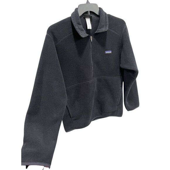 Patagonia Men's Medium Fleece Synchilla Pullover Black Half Zip Front Pocket - Picture 3 of 5
